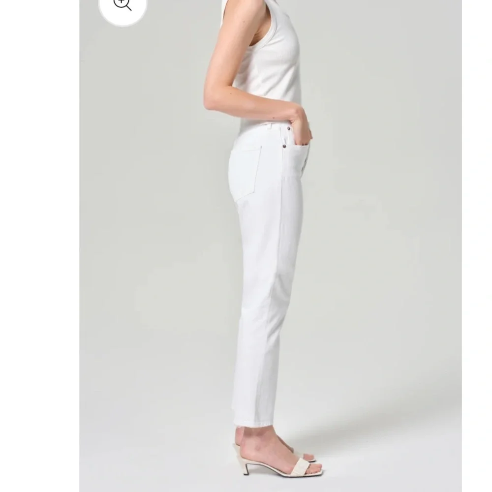 Agolde White Riley Crop Straight Leg Jeans Size 31 - Picture 3 of 13
